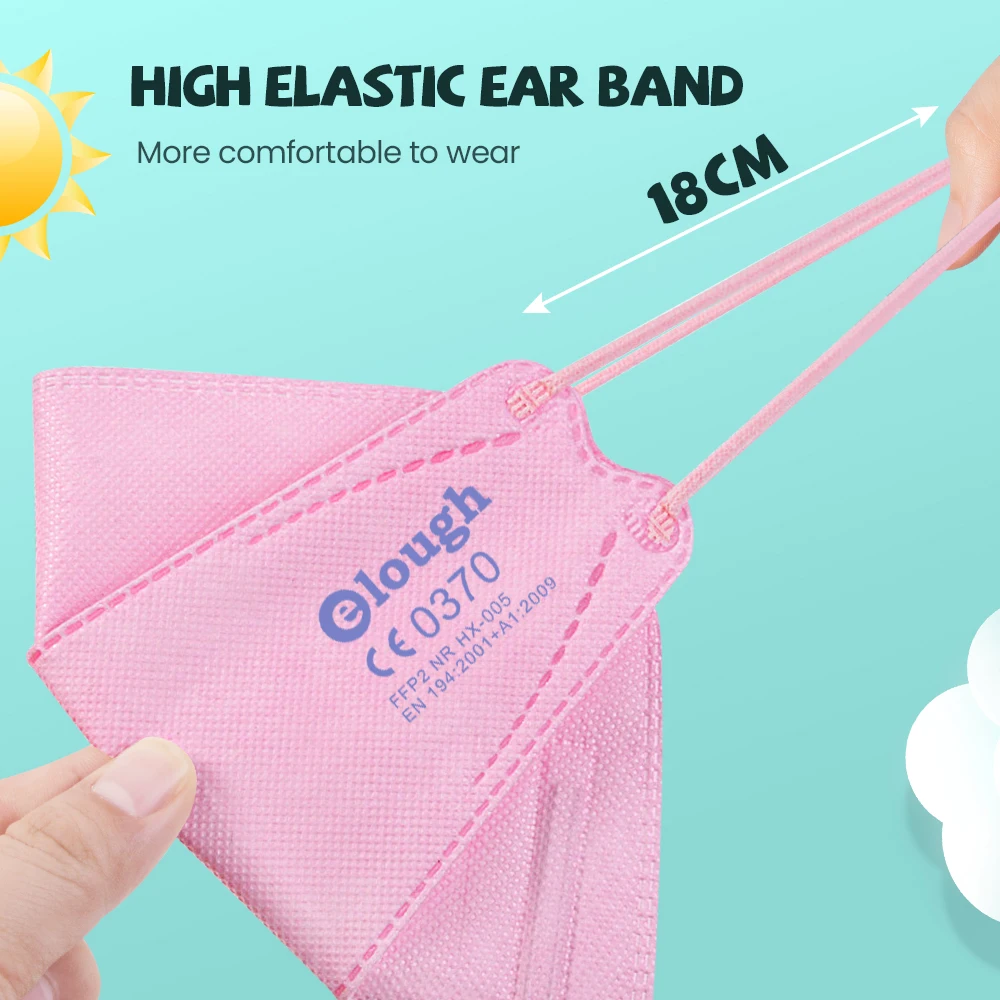 Маска для лица KN95 FFP2 для детей 6-12 лет снова используемая, сертифицированная, дыхательная, пылезащитная, с рисунком рыбы, для детей, в Корейских цветах.