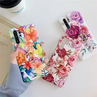 floral finger ring bracket phone case sfor huawei p30 p20 lite pro case luxury flower leaf soft tpu silicone imd back cover