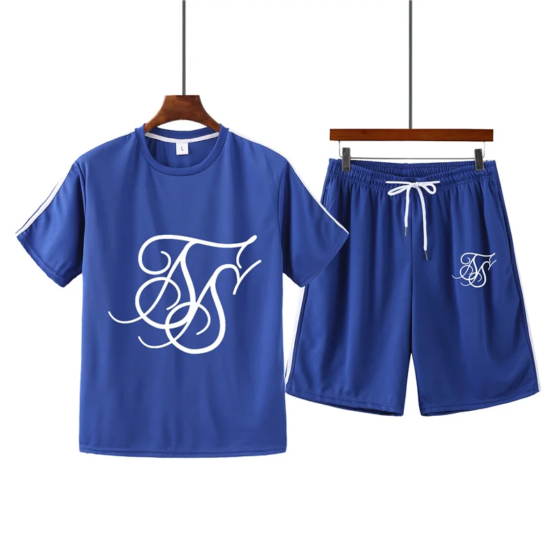 

2021 SikSilk New Men's Solid Color Fashion T-Shirt Sports Suit Multicolor Short-Sleeved Summer Lightweight Breathable Pullover