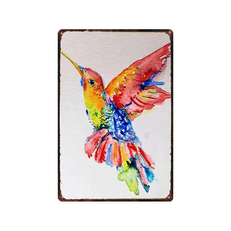 Акварель сад красота цветок птица цветочный металлический знак ретро настенное