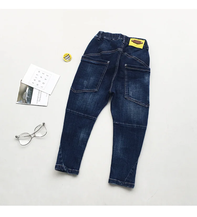 Kids Jeans for Boys Fashion Splice Denim Trousers Children Broken Hole Jeans Autumn Winter Casual Costume Wear Long Pants