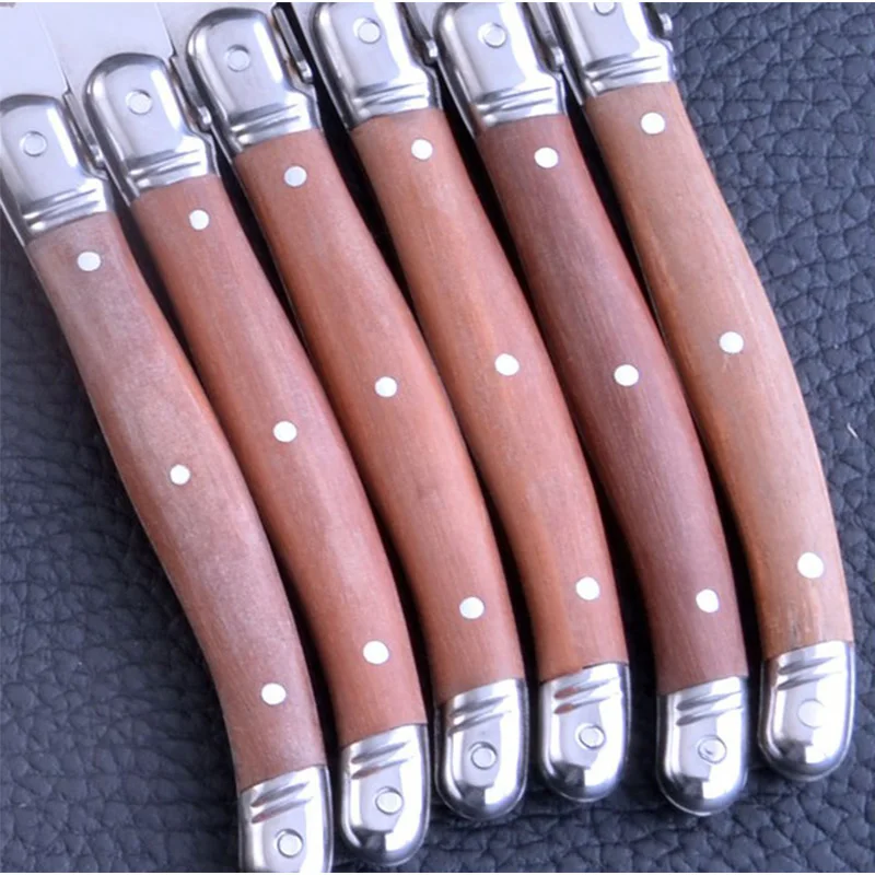 

24pcs Laguiole Steak Knives Wooden Tableware Fork Spoon Stainless Steel Western Cutlery Wood Handle Dinnerware Japan Flatware
