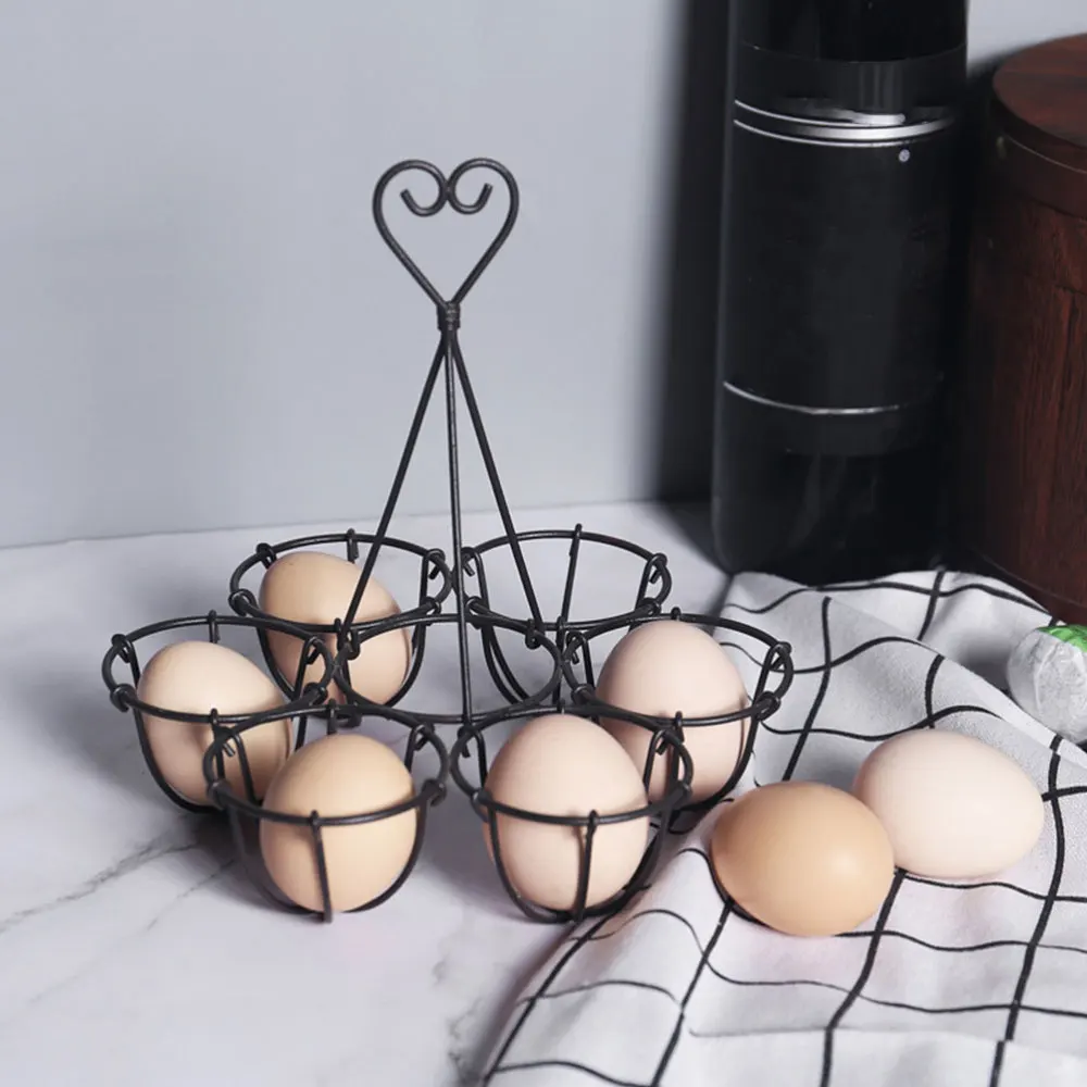 

1PC Tote Six Hole Egg Stand Kitchen Egg Storage Holder Practical Egg Rack(Black)