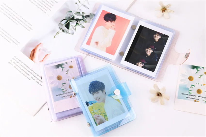 

Ins Korean Star Photo Album 36 Pockets Card Photo Sticker Album Instant Polaroid Picture Album Transparent Glitter Card Holder