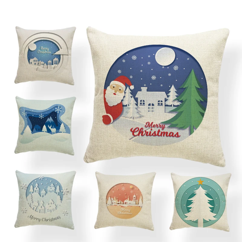 

Personalized Stylish Pillowcase Snowflake Moon Castle Christmas Tree Rounded Pillow Home Decoration 45*45Cm Polyester Pillow