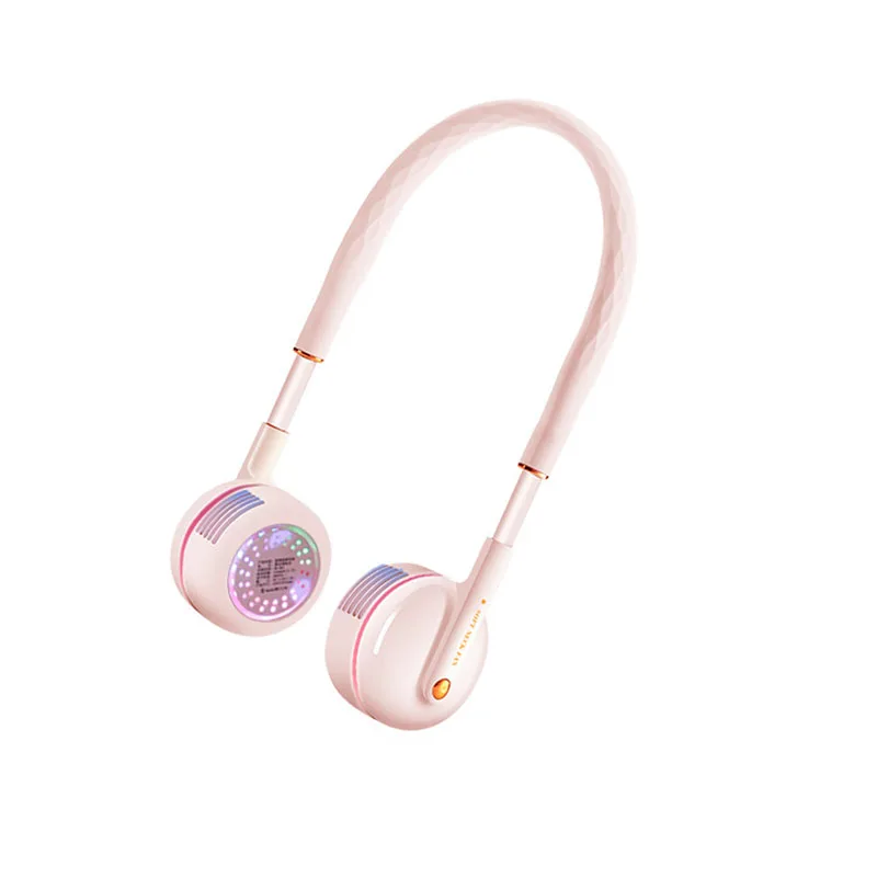 

2021 Neck Fan With LED Lazy Hanging Fans Mini Rechargeable Usb Leafless Hanging Neck Fan Convenient and Portable Sports