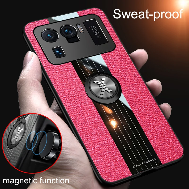 

Armor Protection Phone Case For Xiaomi Note 11 10 10S Lite Pro Ultra Anti-fall Cloth Pattern With Magnetic Ring Bracket Cover