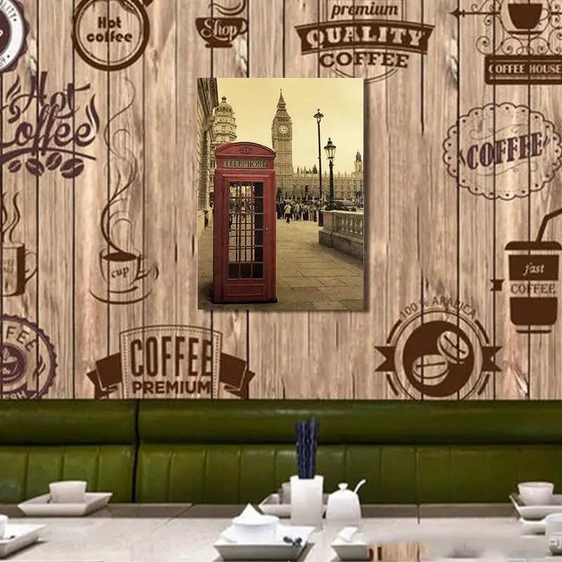 Постер декоративная стена стикер Лондон красная телефонная будка