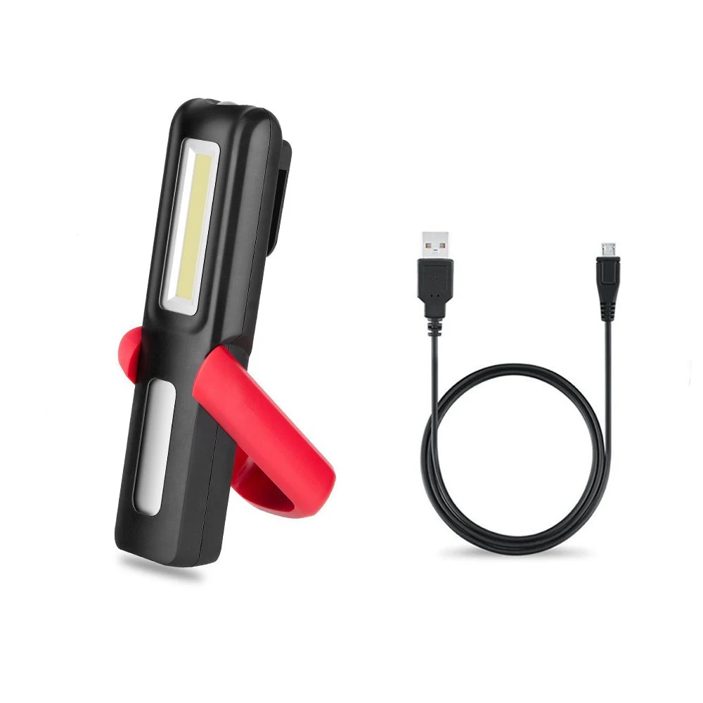 

COB LED Flashlight Work Inspection Torch Light Outdoor Handy Portable Lantern USB Rechargeable Hanging Lamp by Magnet Hook