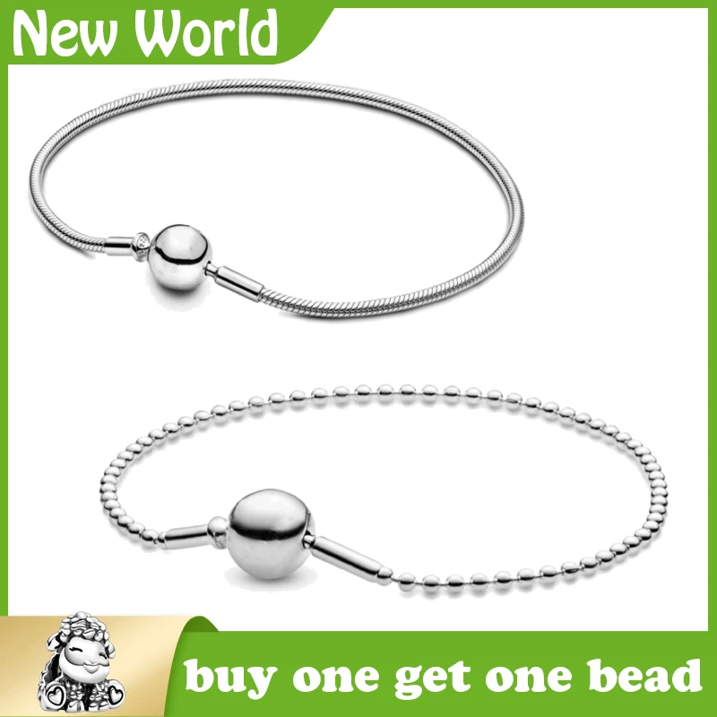 

2021 Fashion 925 Sterling Silver Daisy Flower Clasp Snake Chain Original Charm Pandora Bracelet DIY Jewelry Women Birthday Gift