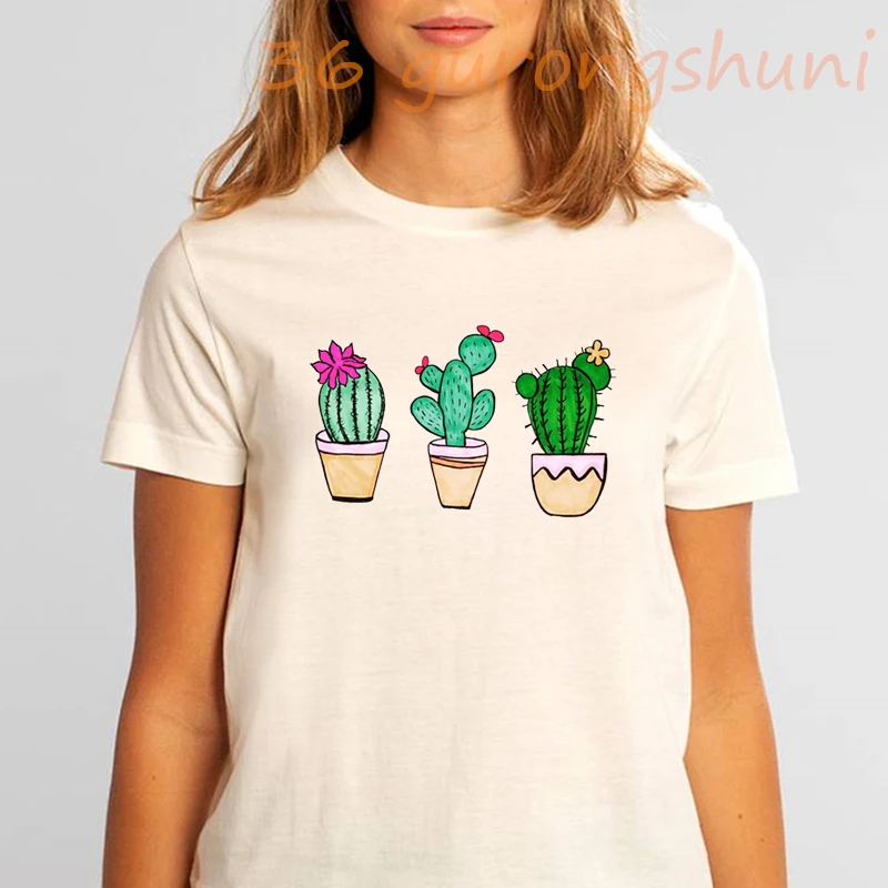 

tops Potted plant pot cactus graphic t shirts tees cute flowers print tshirt goth t shirt women grunge aesthetic clothes tumblr