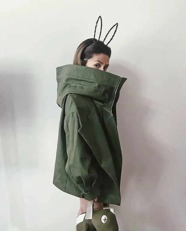 SuperAen Модные Женские однотонные куртки дикая Хлопковая женская куртка со стоячим воротником с капюшоном Осень новинка женская одежда