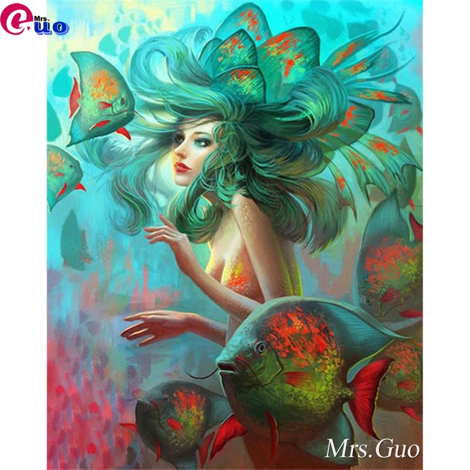 Набор для алмазной живописи русалка полноразмерная вышивка мозаика из круглых