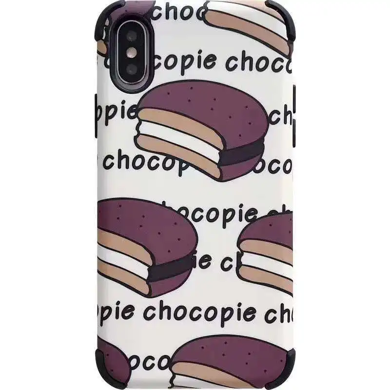 Cartoon Creative Chocolate Pie Phone Case for iPhone 6 6S 7 8 PLUS X XR XS MAX Anti-fall Fashion Personality |