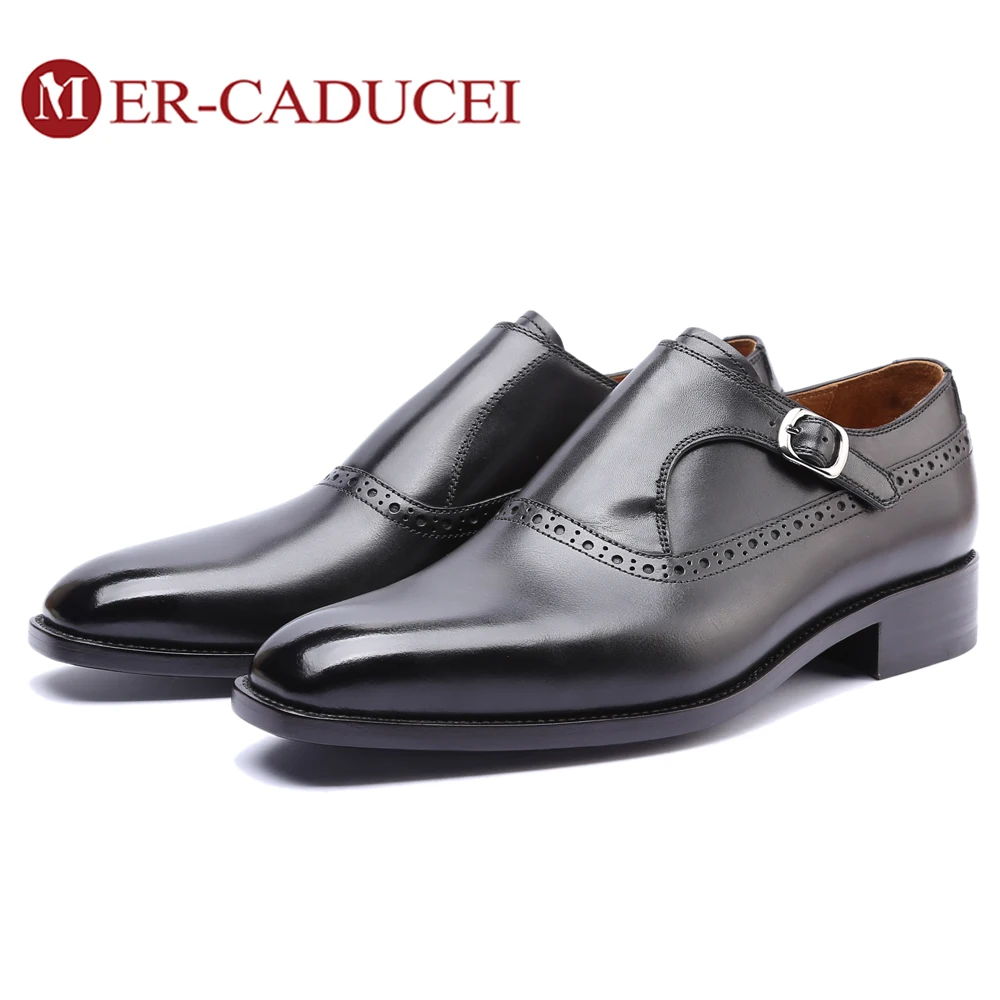 Мужские туфли-Монки из натуральной кожи Роскошная Брендовая обувь ручной работы