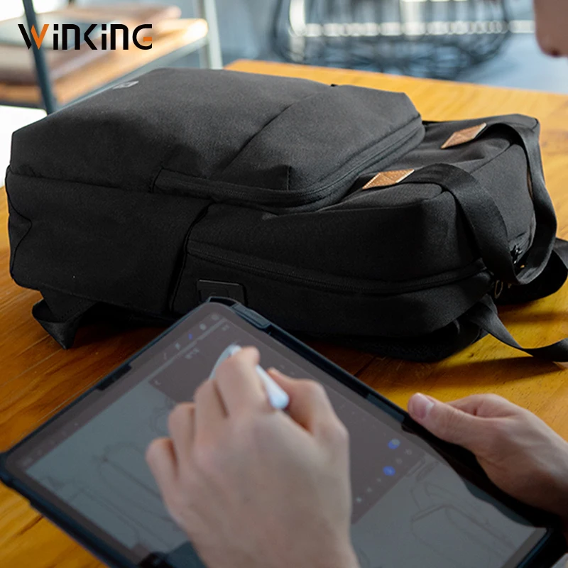 

Winking Fashion Men backpack USB Charging 15" 15.6 inch shockproof Laptop Backpacks Waterproof School anti-theft Travel Bags