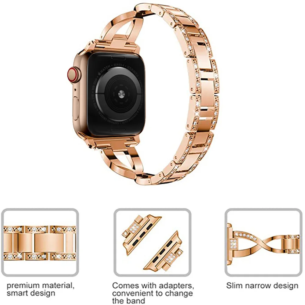

Diamond Strap For Apple Watch Band 44mm/40mm 38mm/42mm Stainless Steel Women Link Belt Bracelet For IWatch Series 6 SE 5 4 3