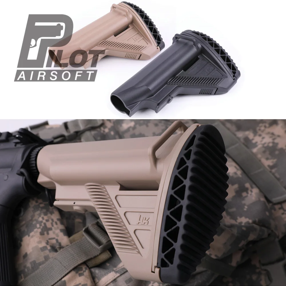 

Pilog Airsoft Nylon HK416 Stock Minimalist Tactical Rife Mil-Spec Black/Tan AR15 Components Gel Blaster For AEG/GBB GUN M4/M16