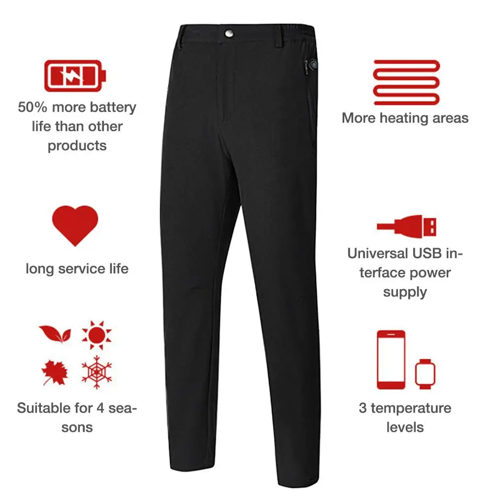 

2020 USB Electric Heated Warm Pants Men Heating Base Layer Elastic Trousers Insulated Heated Underwear For Camping Hiking Skiing