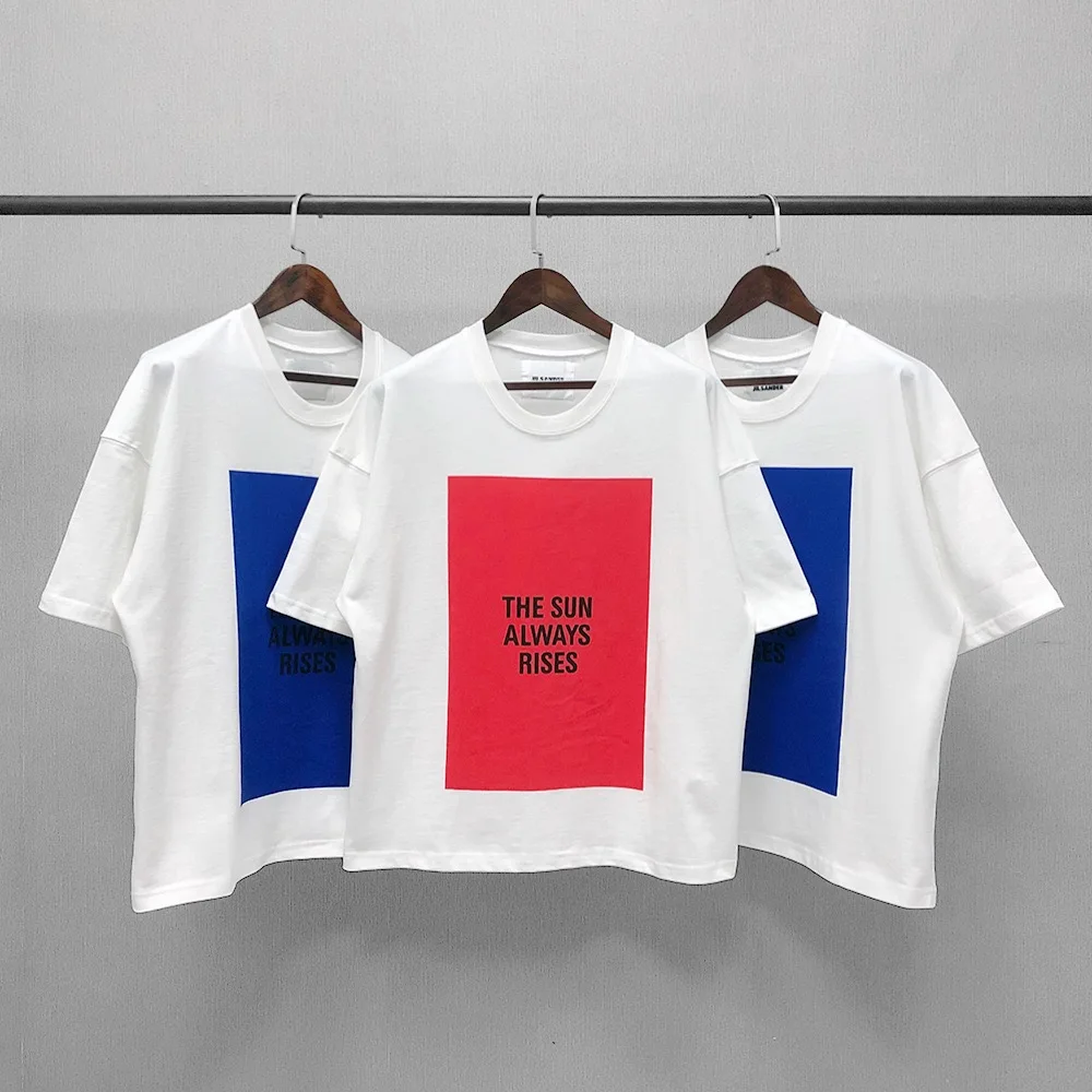 

JIL SANDER O Neck Pullover Short Sleeve T Shirt Women Letter Print Loose Causal Tees Summer 2021 New Cotton Ladies Top