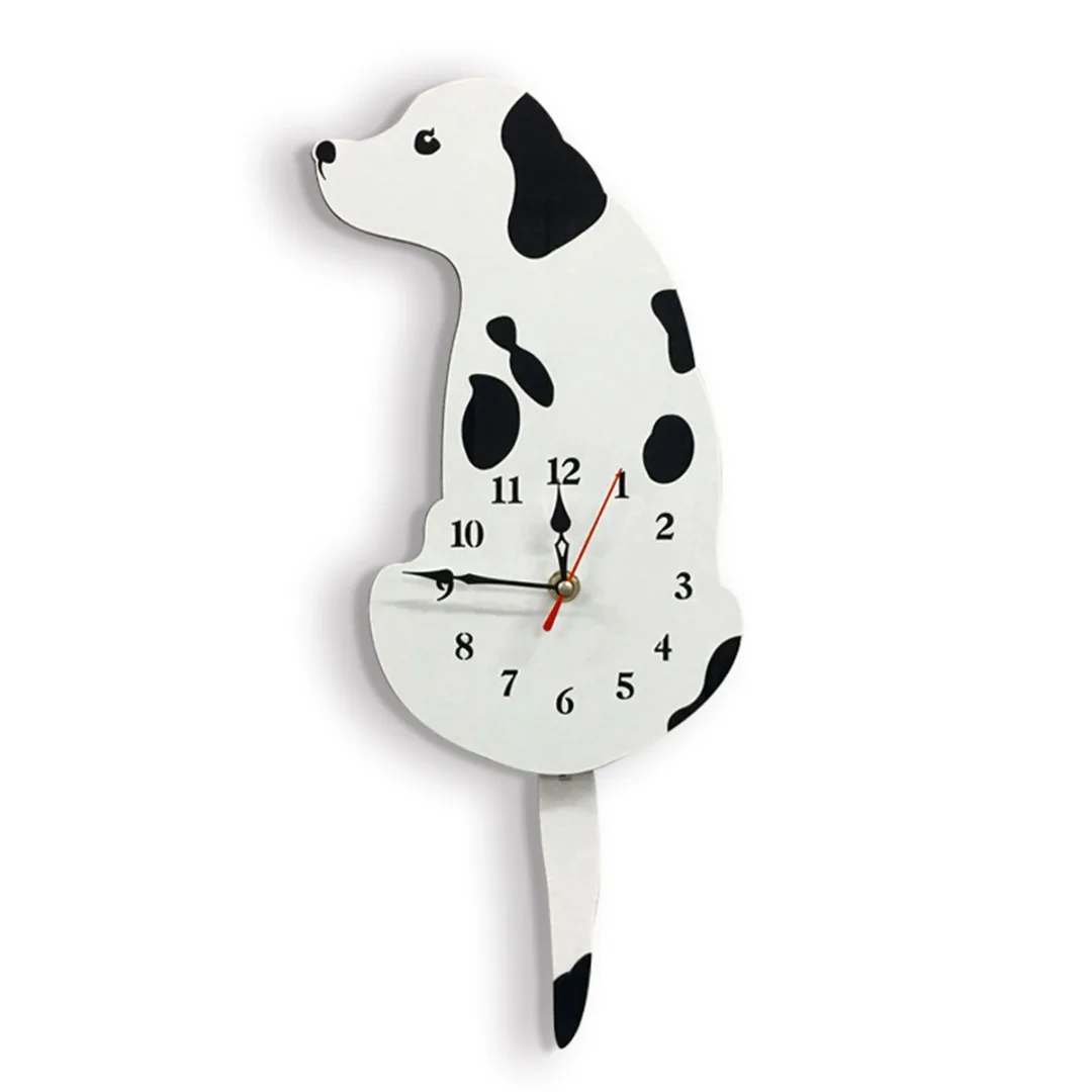 Creative Cartoon Dog Hanging Clock Cute Acrylic Wagging Tail