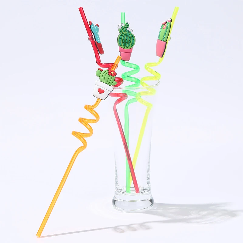 4 шт. набор милые соломинки пищевого класса ПВХ силиконовые многоразовые