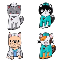 animal medical brooches nurse pins cute dogs cats enamel lapel pin badge jewelry gift for doctor wholesale backpack accessories
