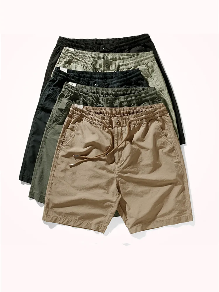 

Japanese Retro Casual Loose Solid Color Shorts Youth Student Trend Simple Elastic Waist Drawstring Capris Men's 5-point Pants