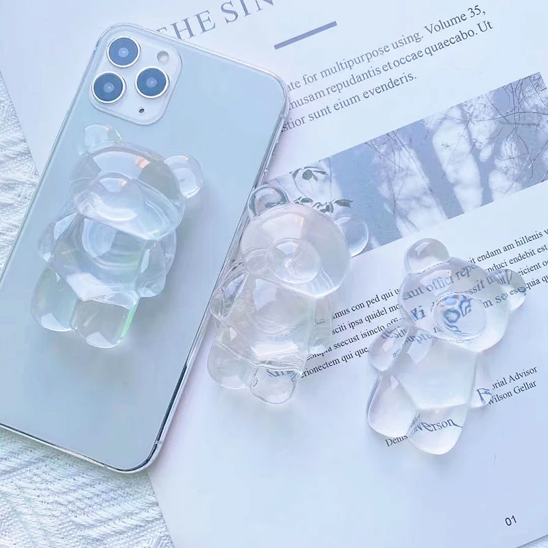 Забавная маска для лица держатель пальцев 3D прозрачный милый мультяшный медведь