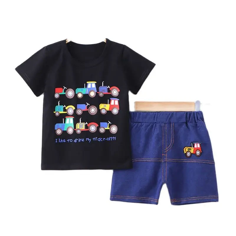 baby boys girls summer cartoon clothes sets 0-7T kids cotton t-shirt+shorts 2pcs/set toddler outfit children sport costuming Top |
