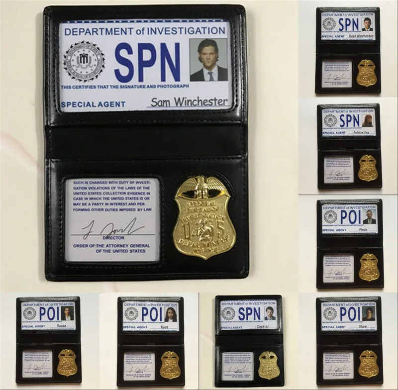 

Supernatural SPN Suspect Tracker Characters POI Metal ID Card Holder Shaw Root Dean Special Unique Fans Essentials Id Customized