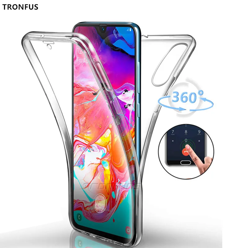Двойной силиконовый чехол для Samsung Galaxy A70 A50 A30 A20 A20E A10 A40 A60 мягкий ТПУ с полной