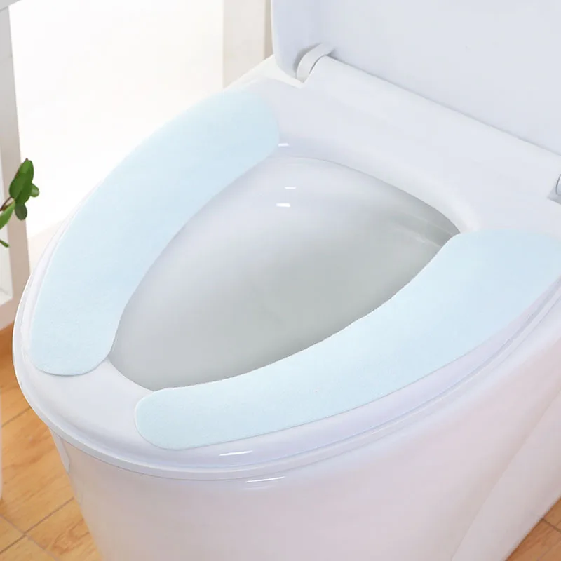 

1Pair Portable Reusable Toilet Seat Cover Soft Filling Washable Bathroom Mat Warm Plush Health Sticky Pad Bathroom Accessories