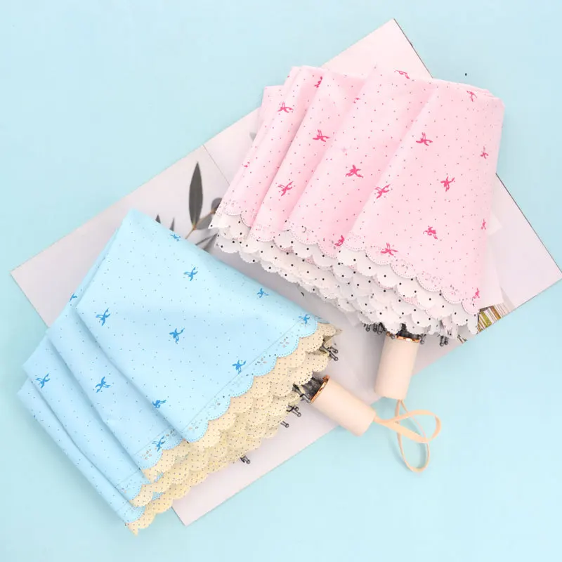 Портативный Ветрозащитный Зонт для женщин складывается в три раза защита от УФ