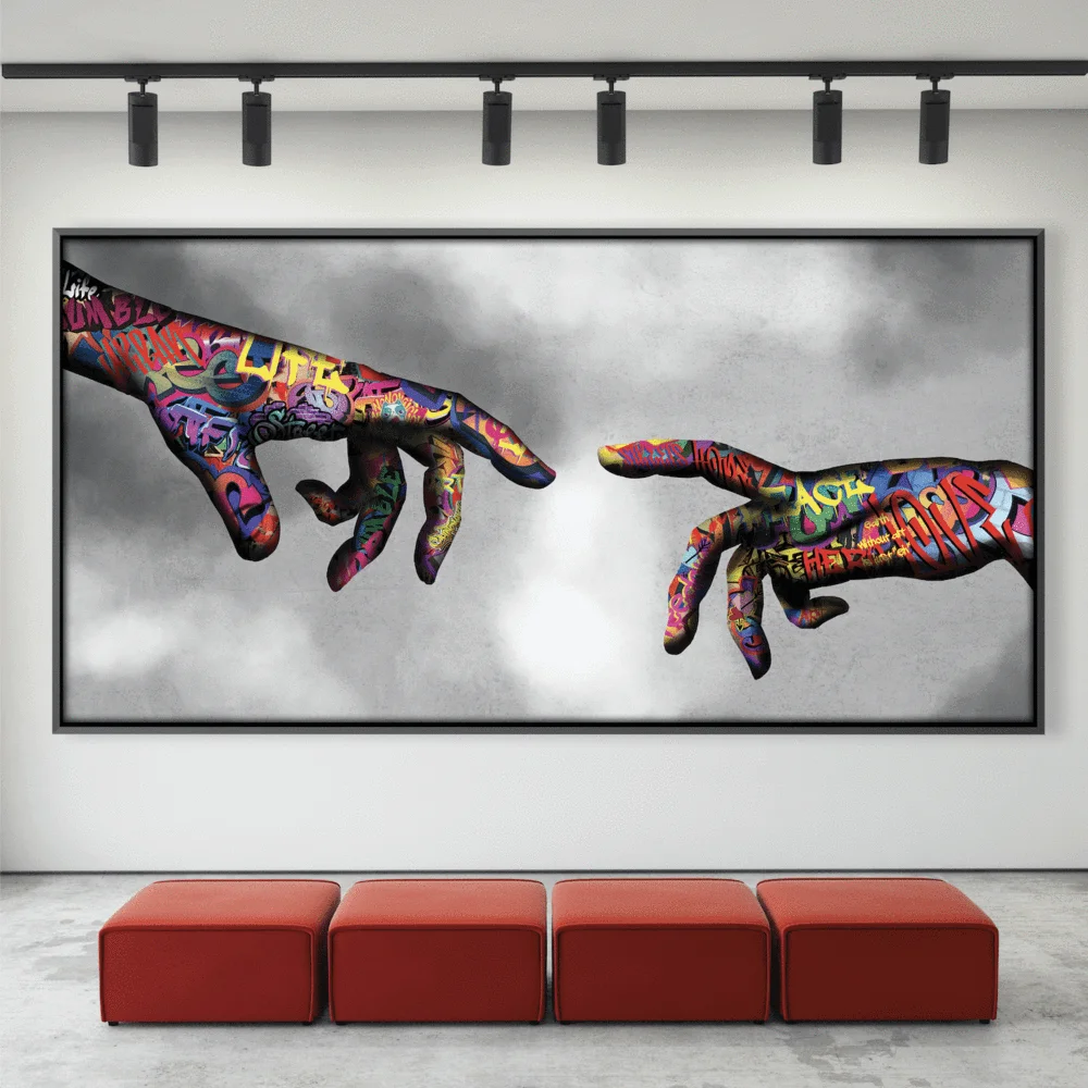 

Graffiti Hand of God Canvas Graffiti Poster Modern Popular Living Room Home Decoration Printing Canvas Painting
