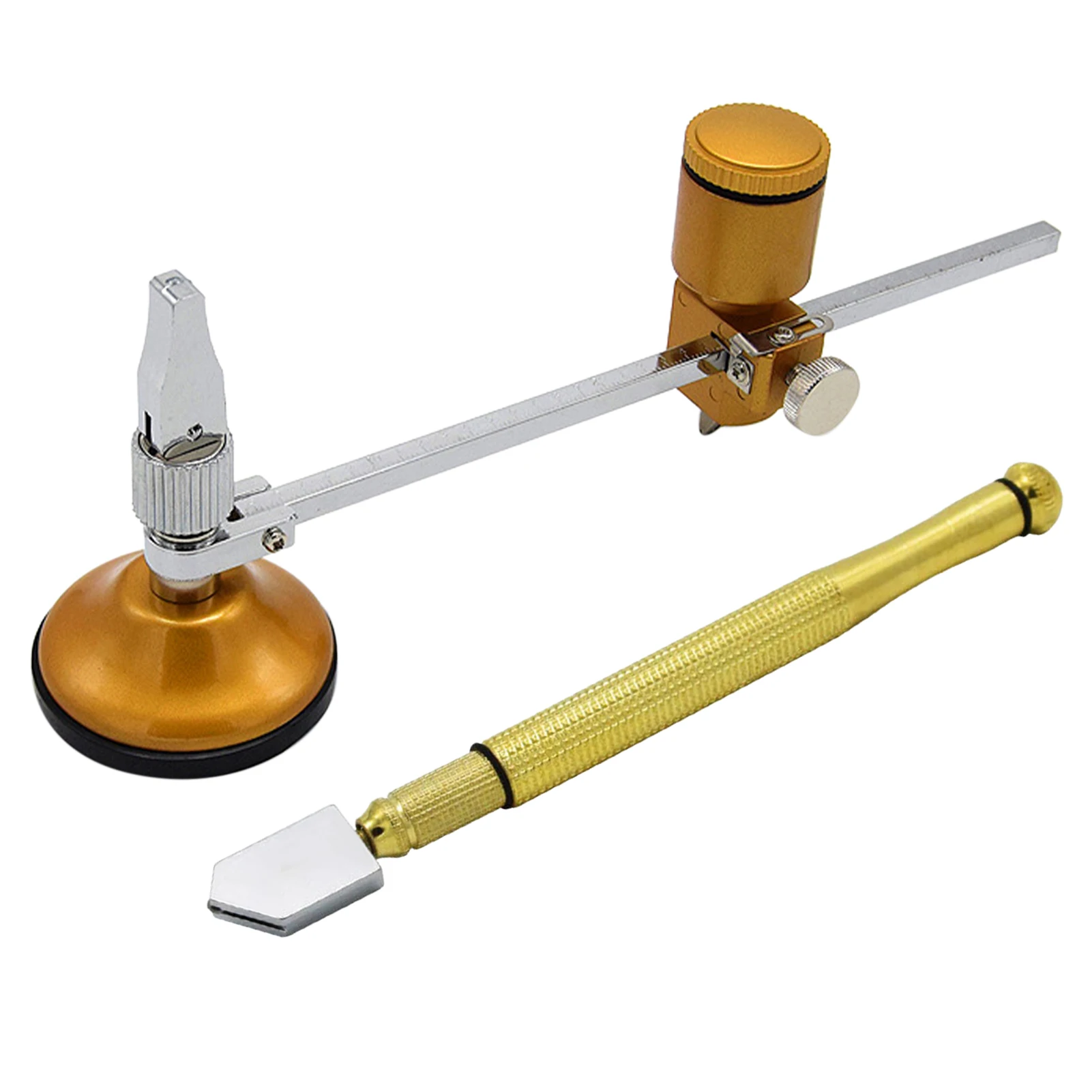 

400mm Circular Glass Cutter With Round Knob Handle Portable Rotatable Home Easy Use Aluminum Alloy Professional Suction Cup