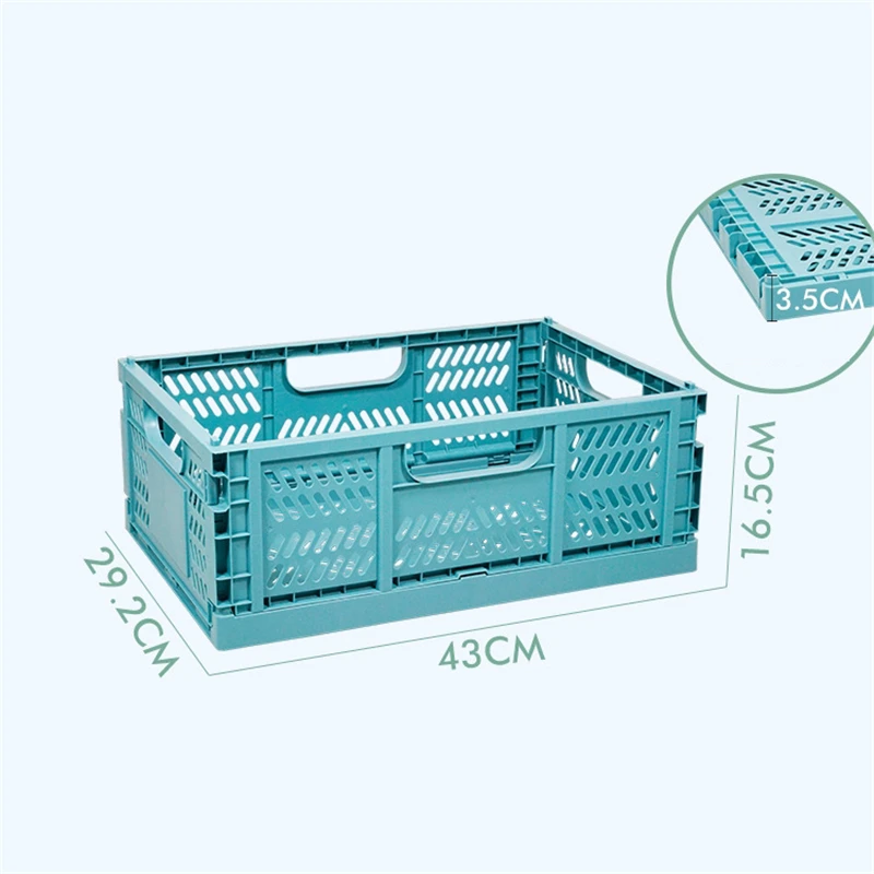 

4pcs/lot 43X29X16.5cm Collapsible Basket Folding Storage Box Crate Plastic Container Durable Transportable Foldable Basket