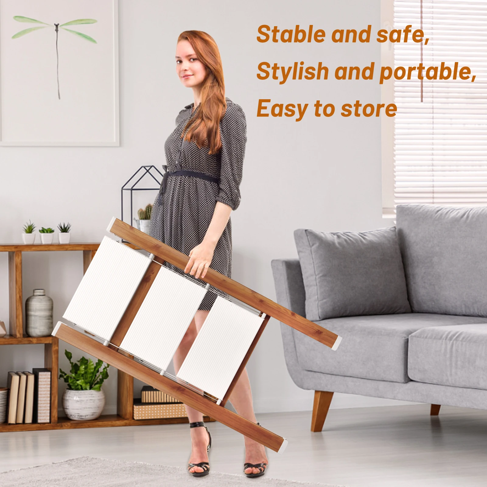 

Трехступенчатая лестница, легкий складной табурет, полка для хранения с нескользящей широкой педалью, для дома и кухни