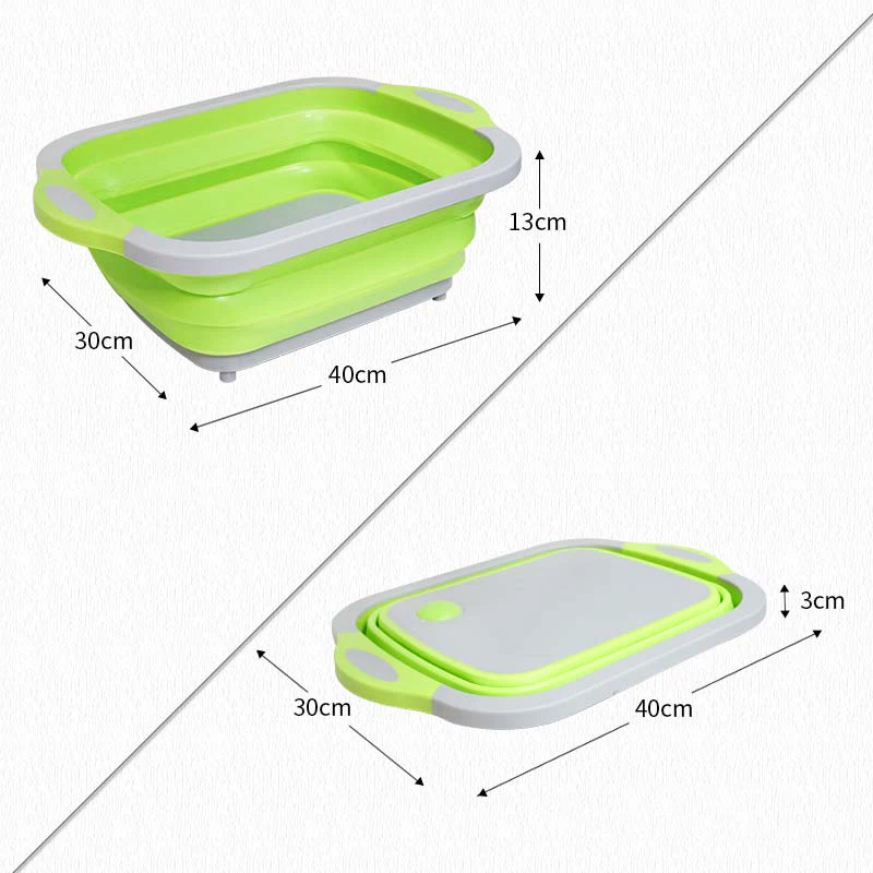 Kitchen Chopping Board Folding Cutting Washable Vegetables Multifunction Drain Basket Camping Storage Organizer |