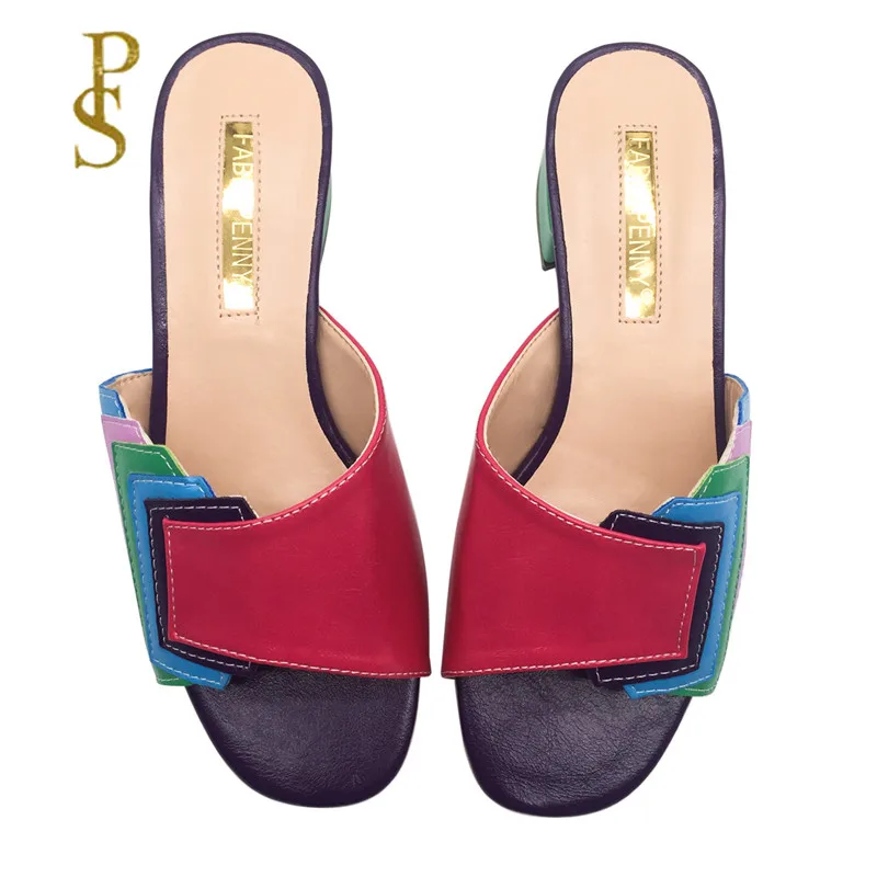 Модные и изящные разноцветные дамские тапочки в стиле пэчворк Женские шлепанцы