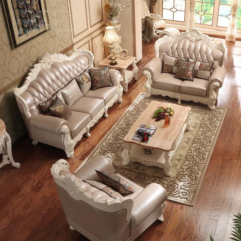 Роскошный диван из натуральной кожи в европейском стиле для гостиной 1 + 2 3 Китая |