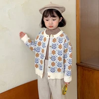 autumn girls cardigan sweater floral knitted sweaters cotton baby clothes kids outwear knitwear jacket coats cute 2021 new