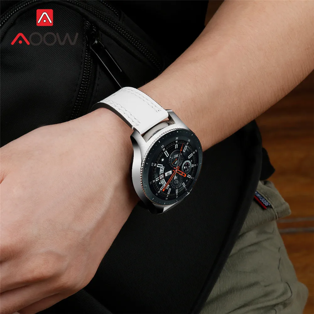 22 мм ремешок из натуральной кожи для samsung Galaxy Watch 46 мм gear S3 huawei GT Amazfit Stratos Pace Line быстросъемный браслет
