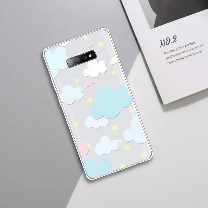 

clouds corlorful Cartoon art Phone Case Transparent For Samsung Galaxy A 71 21s S note 8 9 10 plus 20 ultra high quality shell