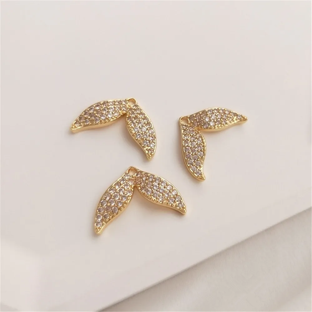 

Zirconium Tail Pendant 14K gold whale Mermaid Tail pendant Diy earrings accessories