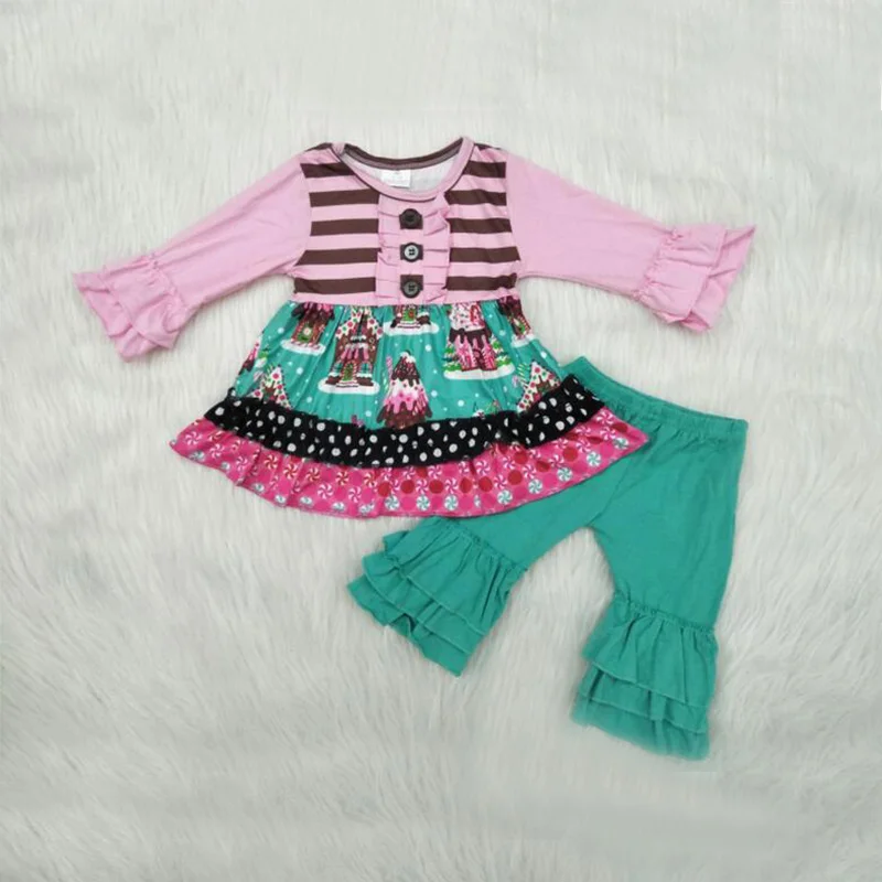 

Fancy Little Girls Baby Clothes Sets Chocolate House Wholesale Custom Toddler Kids Clothing Fall Boutique Outfit Dropshipping