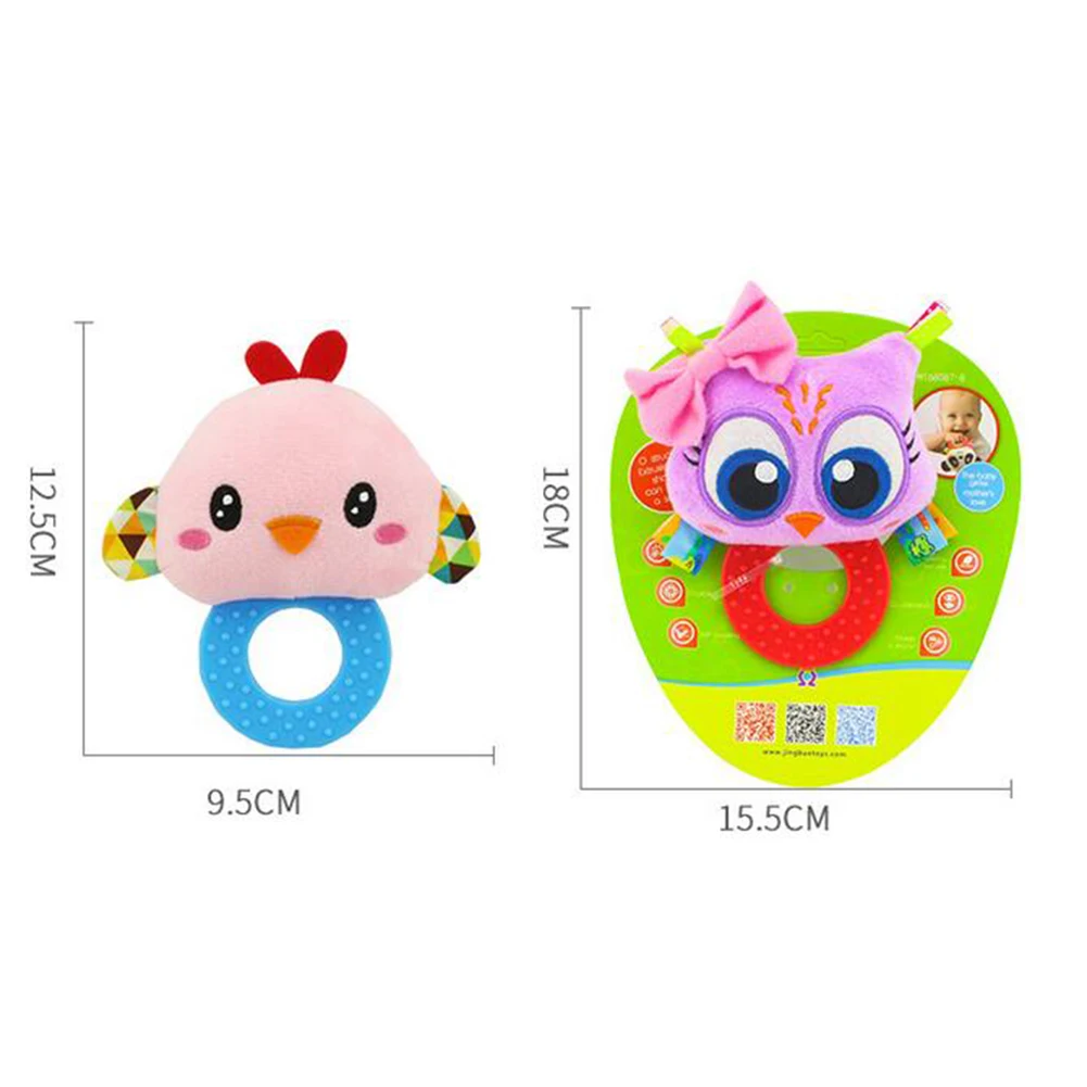 Baby Animal Dog Plush Hand Graping BB Rattle Teether Educational Teething Toy New