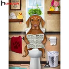 Набор для алмазной живописи Huacan 5D, вышивка крестом, собака, бриллиантовая мозаичная фигурка животного, ручная работа, бисерные картинки украшение для дома