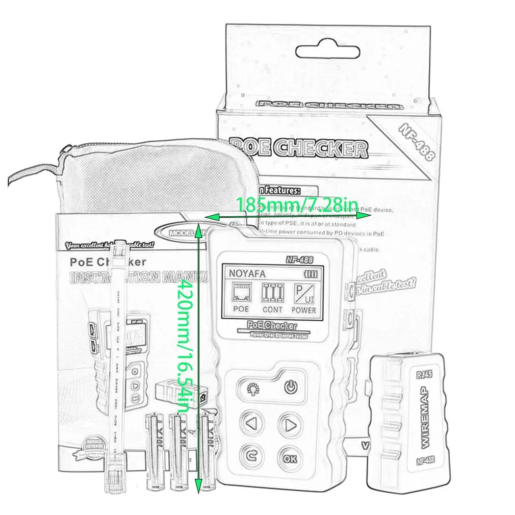 

Nf-488 Network Tester Checker Test Power Over The Ethernet Cat5 Cat6 Lan Tester Network Detection Tool