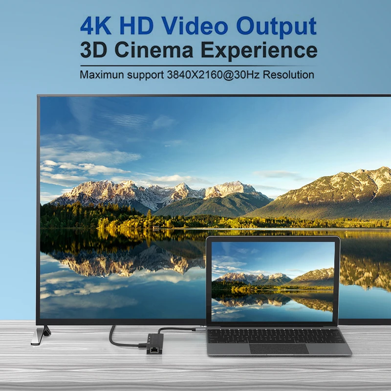 AIXXCO USB C концентратор Тип до 3 0 HDMI RJ45 адаптер док станция для MacBook Pro Huawei Mate 30 1